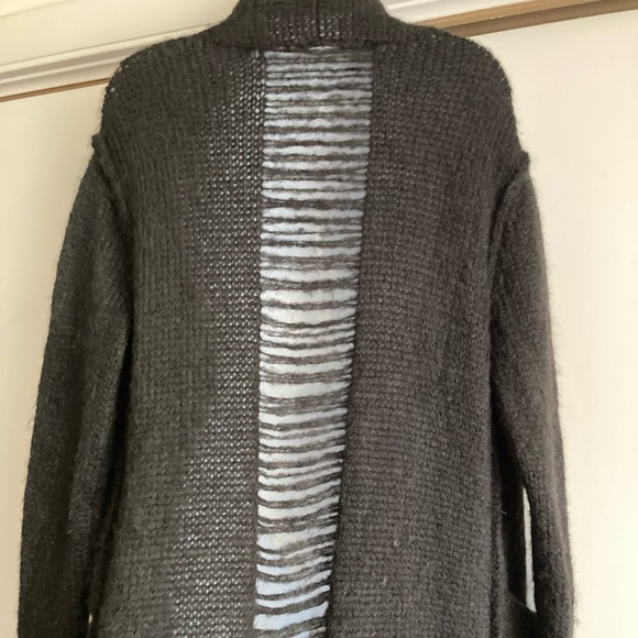 Current/Elliott Black Alpaca Blend The Long Slash Open Front Cardigan, Sz 2/M - Picture 9 of 15